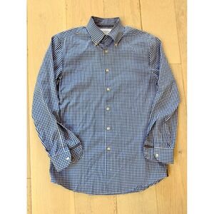 Charles Tyrwhitt Mens Blue Gingham Non Iron Extra Slim Fit Dress Shirt 15.5 33in